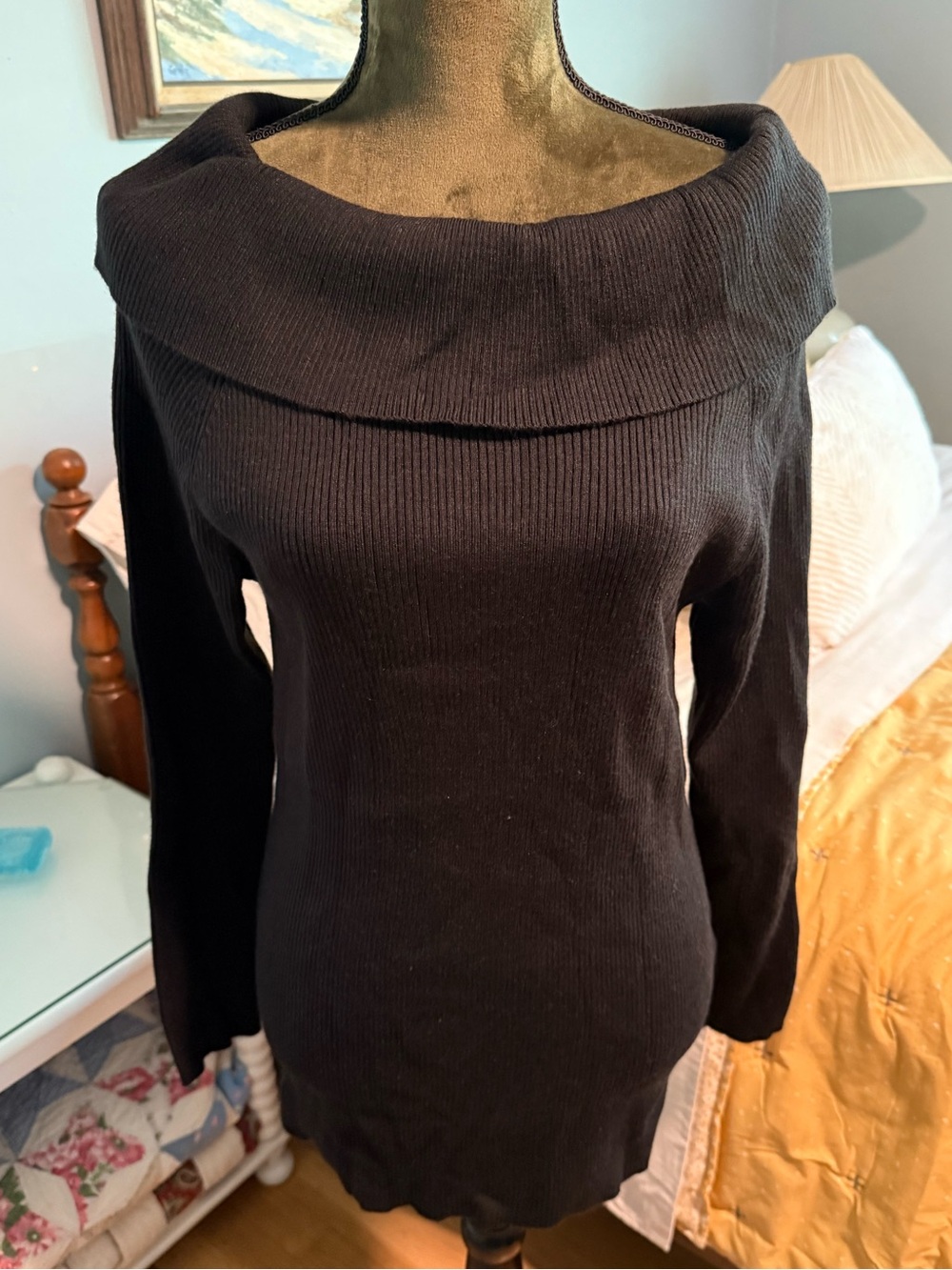 NWTO! Donna Karen New York Black Off-Shoulder Ribbed Knit Women’s XL Sweater